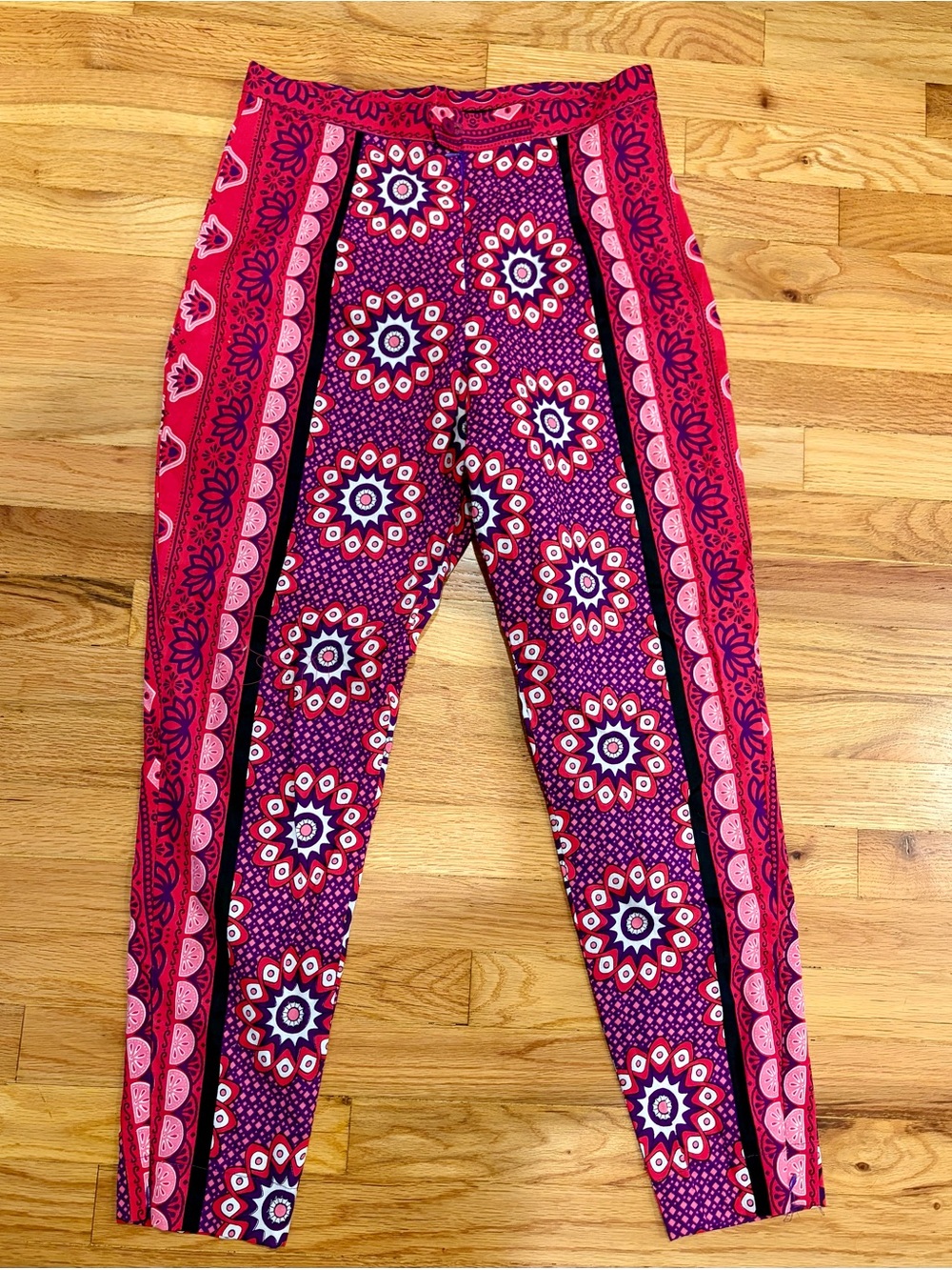 Handmade Psychedelic Mod Print High Waist Pants Pink Purple XS/S